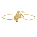 Detail of gold-plated leopard head bracelet with micro-paved zircons and adjustable chain - 30948