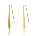 Boucles d'oreilles pendantes en acier inoxydable doré 18K au design minimaliste goutte - Forme longue de goutte d'eau arrondie(SE22110705) / Doré
