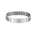 Silver stainless steel watch band bracelet with smooth metal plaque for engraving - Style 6 / Silver