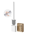White silicone toilet brush with detachable handle and compact holder for space saving - Flat Base White