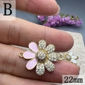 Macro detail of 22mm pink enamel daisy charm with cubic zirconia for jewelry making - Style B-Pink Daisy (22mm)