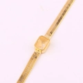 18K gold plated herringbone chain necklace featuring a rectangular zircon pendant charm - White Zirconia