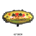 62x38cm gold and black casino foil balloon with poker card symbols and dice print - Casino Sign