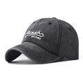 Berretto da baseball in cotone lavato vintage con ricamo EST.1993 in grigio antracite - Regolabile / Nero