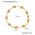 Elegant gold-tone beaded bracelet with eight floral accents made of premium copper - Double Bead Gold Bracelet (TXE069-双珠金色手链)