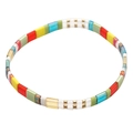 Bracciale arcobaleno con perle Tila in stile bohémien con design elasticizzato - Arcobaleno Classico (TL-B190044A)