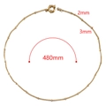 Gold stainless steel beaded chain necklace measuring 480mm length and 2mm to 3mm width - 2mm Bead Chain - Gold