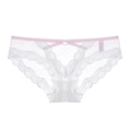 Braga de encaje blanco con lunares, cintura rosa y lazo decorativo - M / Blanco