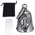 Retro stainless steel motorcycle guardian bell set with 1% ER logo and black velvet pouch - Steel Color (With Velvet Bag And Plate)