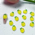 Breloques d'ongles citron 3D en résine avec paillettes sur fond de pierre blanche - 02 Citron