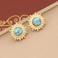 Vergoldete Ohrstecker in Sternform mit Türkissteinen im böhmischen Vintage-Stil - Türkis Sonnenblumenstil(5#)