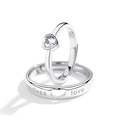 Versilbertes Paar Ring-Set mit Endless Love Gravur und Herz-Zirkonia Stein - Endless Love Herzstil (QL006) / Paar Set