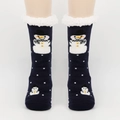 Chaussettes d'hiver épaisses bleu marine avec motif bonhomme de neige et doublure polaire - Taille unique / Bonhomme de Neige Noir Blanc