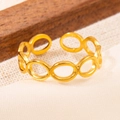 Elegant gold oval link open ring in stainless steel with a high-polished metallic finish - Gold 69