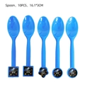 Set di 10 cucchiai blu a tema spaziale con motivi lunari per decorazioni di compleanno - Coltelli di Plastica 10 PZ-Blu