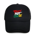 Black street style trucker hat with THEY NOT LIKE US print and breathable mesh back - M (56-58cm) / Black