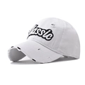 Berretto da baseball in cotone con ricamo Classic e dettagli usurati in bianco vintage - Bianco