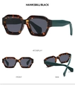Dreiseitige Ansicht der geometrischen Sonnenbrille in Schildpatt mit dunkelgrauen Gläsern - Schildpatt-Rahmen Schwarzgraue Gläser