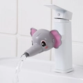 Cute grey elephant faucet extender for kids made of soft silicone for safe hand washing - Dumbo Elephant / Grey Pink