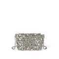 Exquisite handmade silver metal beaded crossbody bag with a trendy hollow geometric design - Silver