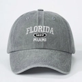 Detailed embroidery of Florida 1822 Miami on gray washed cotton baseball cap - One Size / Gray