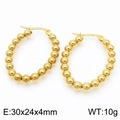 Orecchini a cerchio con perline in oro 18K, dimensioni 30x24x4mm, peso di 10g - Stile Ovale con Perline 30x24x4mm (KE109331-LO)