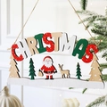 Targa natalizia in legno con Babbo Natale e renne per decorazioni festive dell'albero - Stile Babbo Natale e Renna (26.5*13cm)