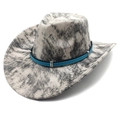 Detail of western cowboy hat featuring tie-dye pattern and textured corduroy fabric - M(56-58cm) / Tie-Dye Grey