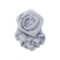 Elegant grey satin rose hair scrunchie with a vintage fabric floral design for women - Light Blue