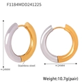 Two-tone stainless steel hoop earrings with gold and silver brushed finish 24mm - Two-tone 24mm