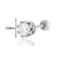 Silver titanium steel stud earring with 0.68cm round zircon in crown setting - Six-Prong Crown Zircon Style (AMY2-4#银)