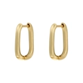 Minimalist 18K gold plated oval hoop earrings with a polished surface on white background - Gold