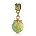 Golden shell charm with green sequins and Greek key engraving for DIY bracelets - Glitter Green Conch Pendant Only (Without Chain)