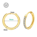 Golden stainless steel hoop earrings with cubic zirconia inlay and 8mm inner diameter size - 2.0*8mm (Single Piece) / Gold