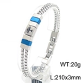 Men's double-row stainless steel bracelet with blue plating and tree motif engraving - Tree of Life Style (Style A Tree of Life KB184854-KLHQ)