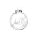 Bola de Navidad transparente con tapa de metal plateado con textura de copos de nieve - 6cm / Transparente