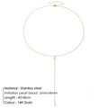 Elegant 14K gold plated stainless steel Y-necklace featuring 6mm and 4mm imitation pearls - Gold