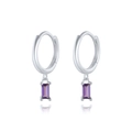Orecchini geometrici in argento con ciondoli rettangolari in zircone viola - Argento con pietra viola