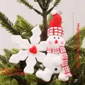 Christmas snowman hanging ornament with red plaid hat and large white snowflake detail - Snowman with Snowflake Style F