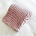 Morbida coperta di flanella rosa cipria con motivo a righe larghe per la casa calda - Costine Viola Taro