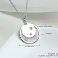 Collana con medaglione sole in rame argentato con zirconi cubici micro-incastonati - Stella e Luna (Placcato Oro Bianco) / Argento