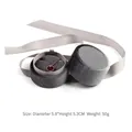 Gray round velvet pendant jewelry box with decorative ribbon and internal necklace holder - Pendant Box / 5.8x5.3cm / Gray