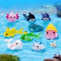 Miniature resin sea animals set including cute shark dolphin and axolotl figurines - Random Marine Animal (1pc)