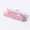 Pink multi-functional kids pencil case with unicorn patterns and 4 pop-up buttons - Pink Unicorn