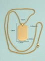 Golden titanium steel rectangular dog tag pendant necklace with 60cm box chain - Gold (MP042)
