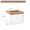 Small square transparent tissue box with wooden lid 11.5x8.5x8.5cm nordic style - Small / Clear