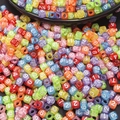 Colorful transparent square acrylic beads with white numbers for DIY jewelry making - 6x6mm Transparent Colorful Numbers (100pcs)