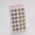 Set of 12 pairs of minimalist gold and silver dual-tone stainless steel hoop earrings - M / 7mm Wide 13mm OD / Gold & Silver