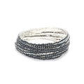 Silver multi-layer wrap bracelet with sparkling dark blue rhinestones for brides - Silver Multi-layer Deep Blue Faceted Rhinestone