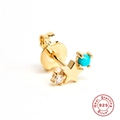 S925 sterling silver star stud earring with gold finish and turquoise bead - Gold-Turquoise Sagittarius